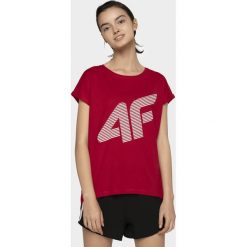 T-shirt damski TSD012 - czerwony. Czerwone t-shirty damskie 4F, bez wzorów, z bawełny, bez kołnierzyka, bez ramiączek. W wyprzedaży za 34.99 zł.