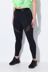 Damskie Legginsy sportowe wstawka z siateczki szybkoschnące z recyklingu. Czarne legginsy damskie Ulla Popken, bez wzorów, z elastanu. Za 239.99 zł.