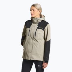 Kurtka przeciwdeszczowa damska Jack Wolfskin Jasper 2L. Brązowe kurtki sportowe damskie Jack Wolfskin, l, bez wzorów, bez ramiączek, bez kaptura, trekkingowe. Za 709.99 zł.