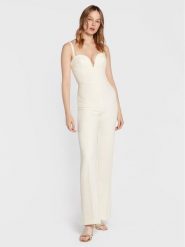 Elisabetta Franchi Kombinezon TU-007-27E2-V440 Biały Slim Fit. Białe sukienki damskie Elisabetta Franchi, bez wzorów, z syntetyku, bez kołnierzyka, bez ramiączek. Za 2,149.00 zł.
