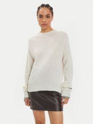 Pinko Sweter Donskoy 104468 A277 Biały Relaxed Fit. Białe swetry nierozpinane damskie Pinko, s, bez wzorów, z kaszmiru, bez kołnierzyka, bez ramiączek. W wyprzedaży za 589.99 zł.