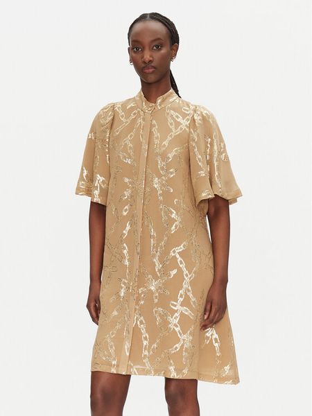 Bruuns Bazaar Sukienka koszulowa Philly BBW4552 Beżowy Loose Fit. Brązowe sukienki damskie Bruuns Bazaar, bez wzorów, z wiskozy, bez kołnierzyka, bez ramiączek, koszulowe. Za 559.99 zł.