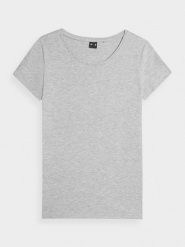 4F T-shirt regular gładki damski S. Szare t-shirty damskie 4F, s, bez wzorów, z dzianiny, bez kołnierzyka, bez ramiączek. Za 49.99 zł.