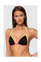 MOSCHINO Czarna góra od bikini z neonowymi lamówkami. Czarne bikini MOSCHINO, s, bez wzorów. W wyprzedaży za 299.99 zł.
