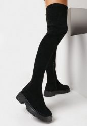 Czarne Kozaki za Kolano na Platformie z Protektorem Idra. Czarne kozaki damskie Born2be, bez wzorów, za kolano, bez obcasa, na platformie, bez zapięcia. Za 169.99 zł.