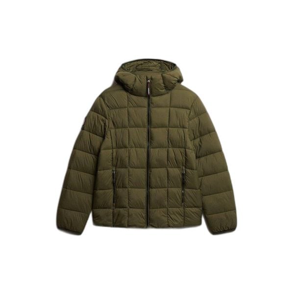 Kurtka puchowa Superdry Fuji Lite. Brązowe kurtki męskie Superdry, l, bez wzorów, z materiału, klasyczne, z kapturem. Za 387.50 zł.