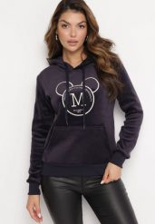 Granatowa Ocieplana Bluza z Kapturem Needhi. Niebieskie bluzy damskie Born2be, l, bez wzorów, z tkaniny, casualowe, bez ramiączek, z kapturem. Za 99.99 zł.