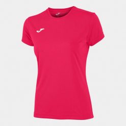 Koszulka do biegania damska Joma Combi z krótkim rękawem. Czerwone bluzki damskie Joma, xl, bez wzorów, sportowe, bez kołnierzyka, bez ramiączek. Za 59.99 zł.