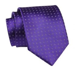 Krawat Fioletowy w Drobny Wzór Geometryczny, 7 cm, Elegancki, Klasyczny, Męski -ALTIES. Fioletowe krawaty i muchy Alties, bez wzorów, z tkaniny, eleganckie. Za 49.00 zł.