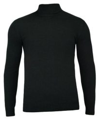 Golf Czarny, Męski Elegancki - Brave Soul - 100% BAWEŁNA. Czarne swetry męskie Brave Soul, l, bez wzorów, z bawełny, eleganckie, bez kołnierzyka, bez ramiączek. Za 119.00 zł.