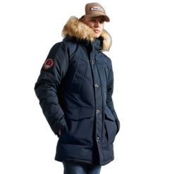 Parka Superdry Everest. Niebieskie parki męskie Superdry, na zimę, m, bez wzorów, bez kołnierzyka, bez kaptura. Za 730.55 zł.