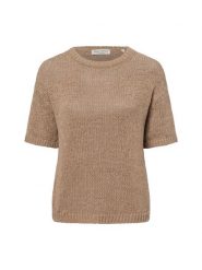 Marc O'Polo sweter z dzianiny z krótkim rękawem Kobiety brązowy, XXL. Brązowe swetry nierozpinane damskie Marc O'Polo, xxl, bez wzorów, z bawełny, eleganckie, bez kołnierzyka, bez ramiączek. Za 379.95 zł.