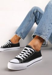Czarno-Białe Klasyczne Trampki Przed Kostkę Xarosa. Czarne trampki i tenisówki damskie Renee, bez wzorów, z jeansu, przed kostkę, bez zapięcia. Za 44.99 zł.