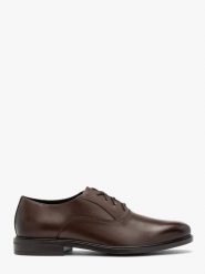 Ciemnobrązowe eleganckie półbuty męskie THOMAS. Brązowe półbuty męskie Ryłko, bez wzorów, ze skóry, bez obcasa, bez zapięcia. Za 449.99 zł.