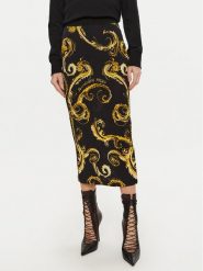Versace Jeans Couture Spódnica midi 77HAE8B6 Czarny Regular Fit. Czarne spódnice damskie Versace Jeans Couture, bez wzorów, z jeansu, midi. Za 539.99 zł.