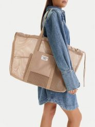 Guess Jeans Torebka WBEO-GUESS-M-003-09 Brązowy. Brązowe shopperki damskie Guess Jeans, z aplikacjami, z jeansu, bez dodatków. Za 159.99 zł.