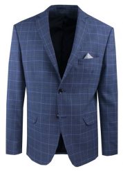 Lekka, Wełniana Marynarka - MEN'SFIELD - Granatowa, w Kratkę. Niebieskie garnitury męskie MEN'SFIELD, na wiosnę, m, bez wzorów, z materiału, eleganckie. Za 675.00 zł.