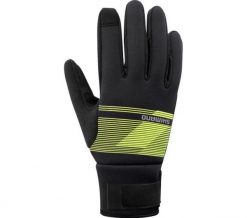 Rękawiczki kolarskie WINDBREAK Thermal, Neon Yellow. Czarne rękawiczki męskie Shimano, bez wzorów, z gumy. Za 269.90 zł.