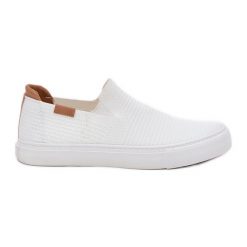 Trampki Damskie Slip-On Big Star RR274717 Białe. Białe trampki i tenisówki damskie bez wzorów, z gumy, bez zapięcia. Za 224.56 zł.
