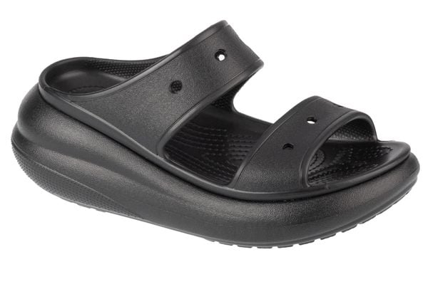 Sandały CROCS CRUSH SANDAL Czarny. Czarne sandały damskie Crocs, bez wzorów, z gumy, bez obcasa, bez zapięcia. Za 119.99 zł.