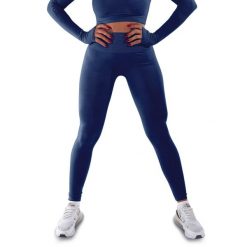 Techniczne legginsy z efektem push-up i idealną sylwetką. Niebieskie legginsy damskie R-EVENGE, bez wzorów, z elastanu. Za 195.88 zł.