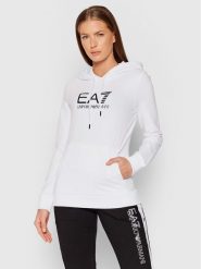 EA7 Emporio Armani Bluza 8NTM36 TJCQZ 0102 Biały Regular Fit. Białe bluzy damskie EA7 Emporio Armani, xl, bez wzorów, z bawełny, bez ramiączek, bez kaptura. Za 279.99 zł.