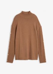 Cienki sweter z miękkiej mieszanki wiskozy. Czarne swetry nierozpinane damskie bonprix, bez wzorów, z wiskozy, bez kołnierzyka, bez ramiączek. Za 129.99 zł.
