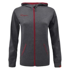 Bluza z kapturem OSHA damska szara ciemnoróżowa. Czerwone bluzy damskie Legea, bez wzorów, sportowe, bez ramiączek, z kapturem. Za 68.00 zł.