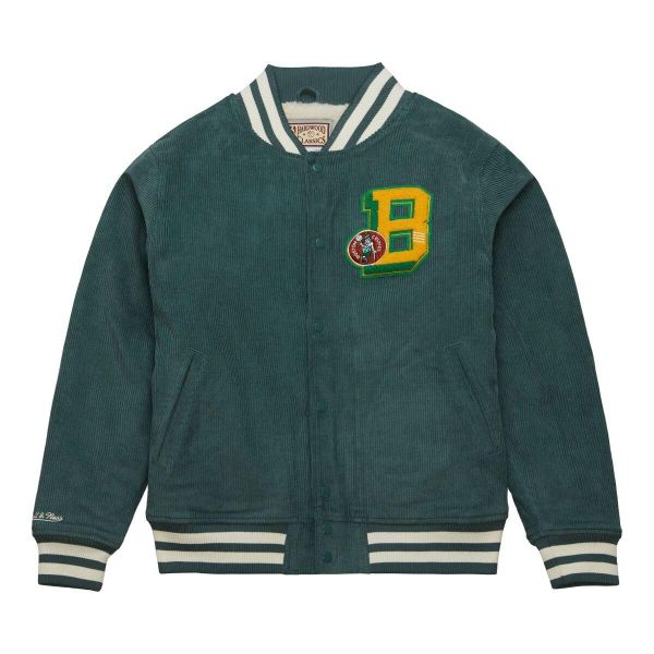 Kurtka Boston Celtics Collegiate Varsity. Zielone kurtki męskie Mitchell & Ness, s, bez wzorów, z bawełny, bez kaptura. Za 895.50 zł.