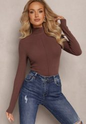 Brązowy Sweter Golf z Ozdobnym Przeszyciem Dayshawn. Brązowe swetry nierozpinane damskie Renee, m, z aplikacjami, z jeansu, eleganckie, bez kołnierzyka, bez ramiączek. Za 99.99 zł.