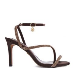 Sandały Nine West. Brązowe sandały damskie Nine West, bez wzorów, bez obcasa, na szpilce, bez zapięcia. Za 249.99 zł.
