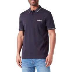 Koszulka Polo męska BOSS Paule 1 BLU slim fit granatowa (50512892-402). Niebieskie koszulki sportowe męskie Boss, m, bez wzorów, bez ramiączek. Za 319.00 zł.