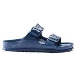 Klapki Birkenstock Arizona Eva 1019051 niebieskie. Niebieskie klapki męskie bez wzorów, z materiału, bez zapięcia. Za 388.66 zł.