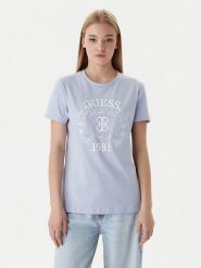 Guess T-Shirt V6RI12 J1314 Błękitny Regular Fit. Niebieskie t-shirty damskie Guess, m, z aplikacjami, z bawełny, bez kołnierzyka, bez ramiączek. Za 179.99 zł.