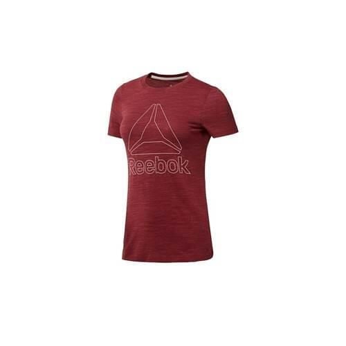 Koszulka sportowa damska Reebok EL Marble Logo Tee. Czerwone koszulki sportowe damskie Reebok, bez wzorów, bez ramiączek. Za 126.00 zł.
