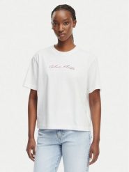 Calvin Klein Jeans T-Shirt LV047F820G Biały Regular Fit. Białe t-shirty damskie Calvin Klein Jeans, xl, bez wzorów, z bawełny, bez kołnierzyka, bez ramiączek. Za 209.99 zł.