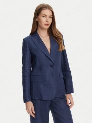 Weekend Max Mara Marynarka Nalut 2515041012 Granatowy Regular Fit. Niebieskie marynarki i żakiety damskie Weekend Max Mara, bez wzorów, ze lnu, bez kołnierzyka, bez ramiączek. Za 1,259.00 zł.