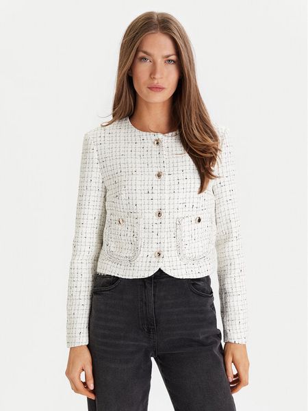 Morgan Marynarka 252-VGABY Écru Slim Fit. Marynarki i żakiety damskie Morgan, bez wzorów, z syntetyku, bez kołnierzyka, bez ramiączek. Za 469.99 zł.