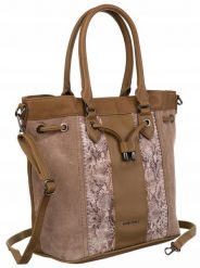 Shopperka wężowa David Jones 6885-5 j. brązowa. Brązowe shopperki damskie David Jones, bez wzorów, ze skóry ekologicznej, bez dodatków. Za 158.99 zł.