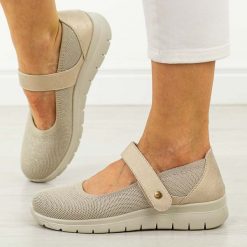 Beżowe półbuty damskie Jezzi Unisoft 8867. Żółte półbuty damskie Jezzi, na lato, bez wzorów, z jeansu, eleganckie, bez obcasa, na płaskiej podeszwie, bez zapięcia. Za 129.00 zł.
