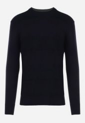 Granatowy Wiskozowy Sweter z Okrągłym Dekoltem o Klasycznym Kroju Manohari. Niebieskie swetry męskie Born2be, m, bez wzorów, z wiskozy, klasyczne, bez kołnierzyka, bez ramiączek. Za 34.99 zł.