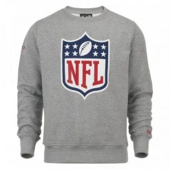 Bluza z logo NFL z kołnierzem typu crew neck. Szare bluzy męskie New Era, m, bez wzorów, bez ramiączek, bez kaptura. W wyprzedaży za 221.15 zł.