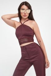 Top damski lniany PATRIZIA PEPE. Topy damskie Patrizia Pepe, bez wzorów, ze lnu, bez kołnierzyka, bez ramiączek. W wyprzedaży za 716.23 zł.