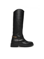 Tommy Hilfiger Oficerki Horsebit Riding FW0FW08863 Czarny. Czarne kozaki damskie Tommy Hilfiger, bez wzorów, ze skóry, bez obcasa, na płaskiej podeszwie, bez zapięcia. Za 949.99 zł.