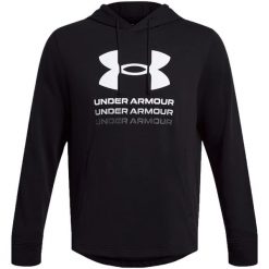 Bluza męska Under Armour UA Rival Terry Graphic Hoodie. Czarne bluzy męskie Under Armour, m, bez wzorów, sportowe, bez ramiączek, bez kaptura. Za 209.99 zł.