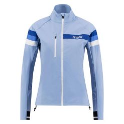 Damska kurtka narciarska Swix Focus. Niebieskie kurtki sportowe damskie Swix, na zimę, bez wzorów, bez ramiączek, bez kaptura, narciarskie. Za 614.00 zł.