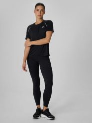 4F Legginsy do biegania szybkoschnące damskie - czarne XS. Czarne legginsy damskie 4F, bez wzorów, z materiału. Za 169.99 zł.