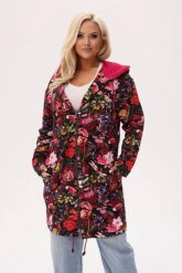 Bluza z kapturem Bloom - florystyczny print z akcentem ważek PLUS SIZE XXL OVERSIZE JESIEŃ. Różowe bluzy damskie Moda Size Plus Iwanek, na jesień, plus size, bez wzorów, z bawełny, eleganckie, bez ramiączek, z kapturem. Za 329.90 zł.
