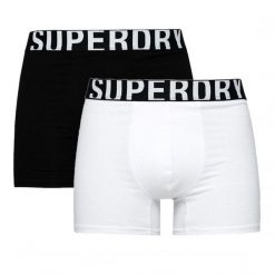 Bokserki z bawełny organicznej Superdry Dual Logo (x2). Białe bokserki męskie Superdry, bez wzorów, z bawełny. Za 126.15 zł.