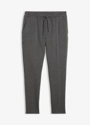 Eleganckie spodnie z dodatkiem stretchu, z wygodnym pasem, slim fit. Szare eleganckie spodnie męskie bonprix, bez wzorów, z dżerseju, eleganckie. Za 117.99 zł.
